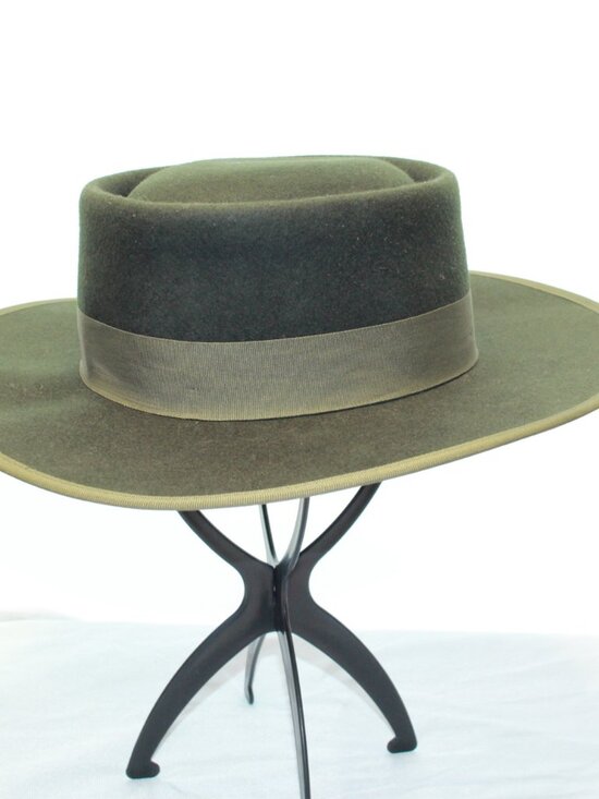 Olive & Pique Green VIDA Adult Adjustable 100% Wool Felt Gambler Bolero Hat NWT main image 7